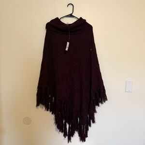 New York & Company | Deep Burgundy Poncho Sweater